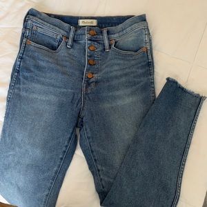 Madewell 10” skinny jeans button fly ankle fray 29